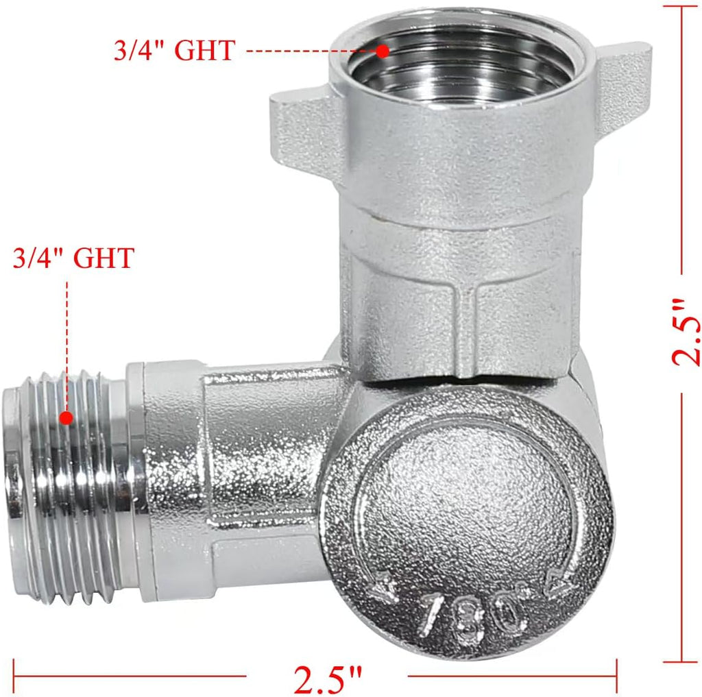 Swivel Hose Connector, brass hose elbow can rotate 180°, reducing hose kinking - 3/4" FHT X 3/4" MHT Hose Thread for garden/RV/lawn.