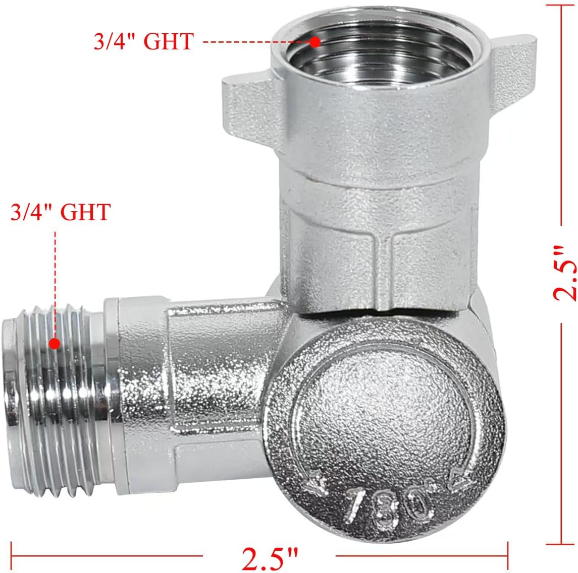 Swivel Hose Connector, brass hose elbow can rotate 180°, reducing hose kinking - 3/4" FHT X 3/4" MHT Hose Thread for garden/RV/lawn.