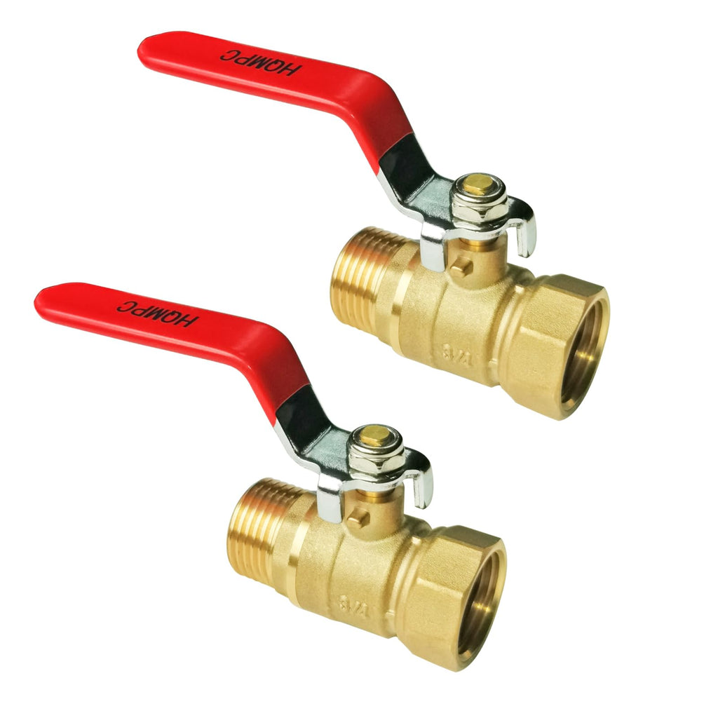 HQMPC Garden Hose Shut Off Valve Ball Valve 3/4" GHT Water Hose Shut Turn Off Valve Heavy Duty Hose On Off Valve Brass Shut Off Valve Hose Ball Valve 1Pc Long Handle