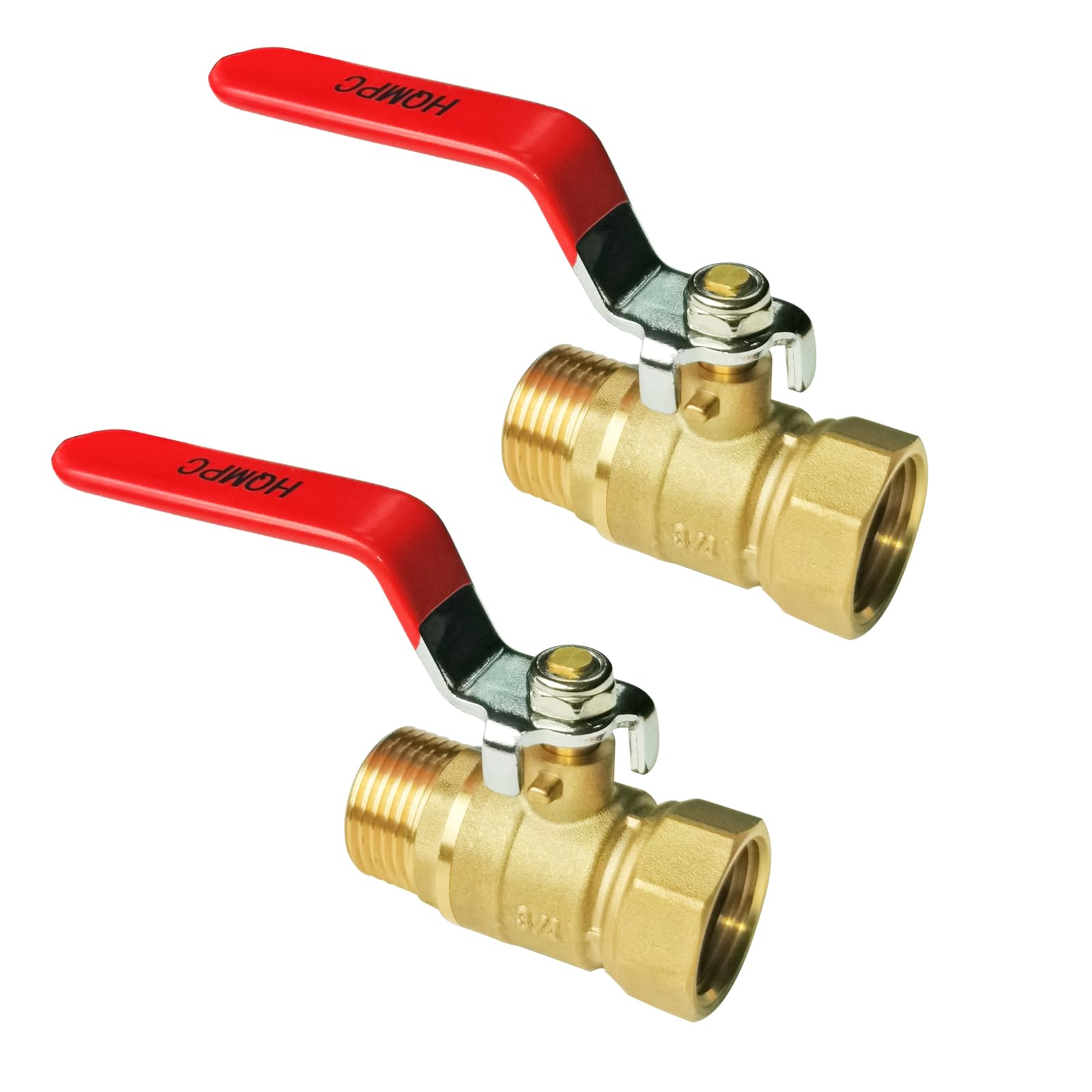 HQMPC Garden Hose Shut Off Valve Ball Valve 3/4" GHT Water Hose Shut Turn Off Valve Heavy Duty Hose On Off Valve Brass Shut Off Valve Hose Ball Valve 1Pc Long Handle