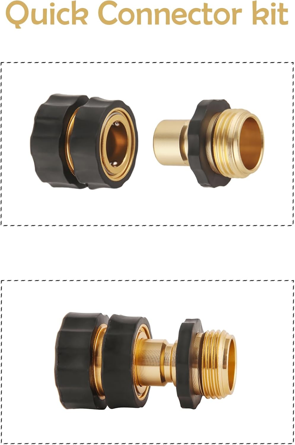 BILAL 6 Set Quick Connect Hose Fittings for Garden Hose Quick Connector with Gasket, 3/4 Inch GHT Male and Female Attachment Quick Release Water Hose Adapter