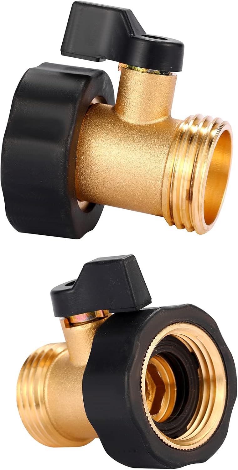 Water Hose Shut Off Valve, 2 Pack Heavy Duty 3/4 Inch Solid Brass Garden Hose Connector