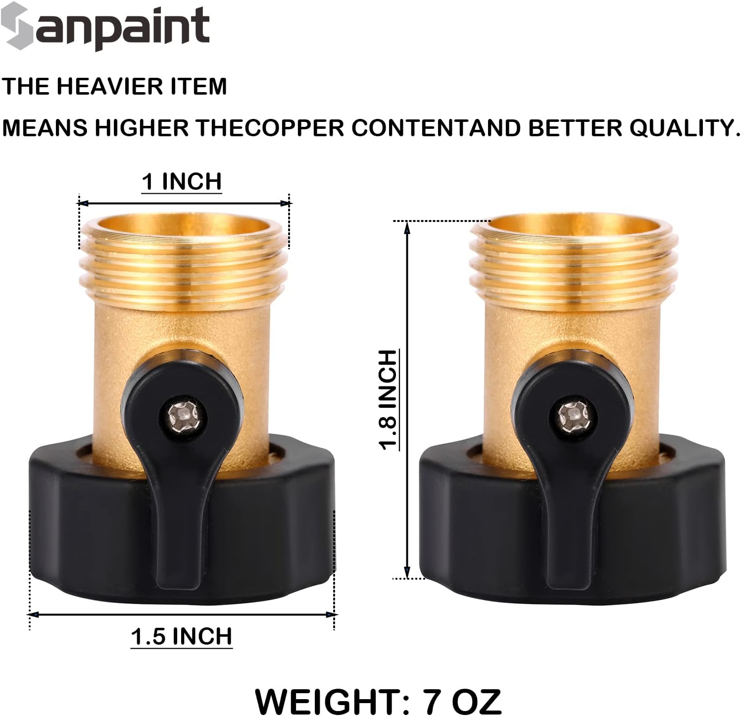 Water Hose Shut Off Valve, 2 Pack Heavy Duty 3/4 Inch Solid Brass Garden Hose Connector