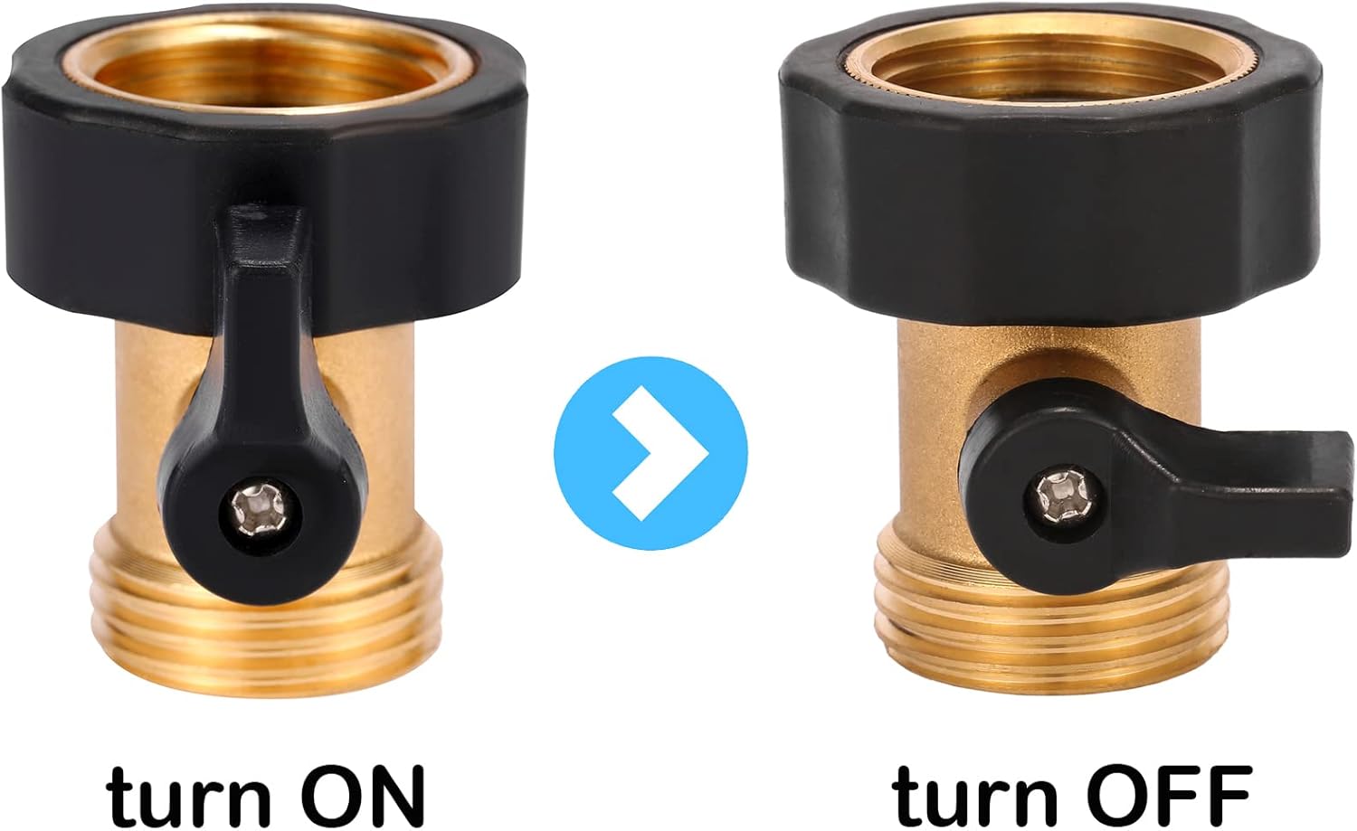 Water Hose Shut Off Valve, 2 Pack Heavy Duty 3/4 Inch Solid Brass Garden Hose Connector