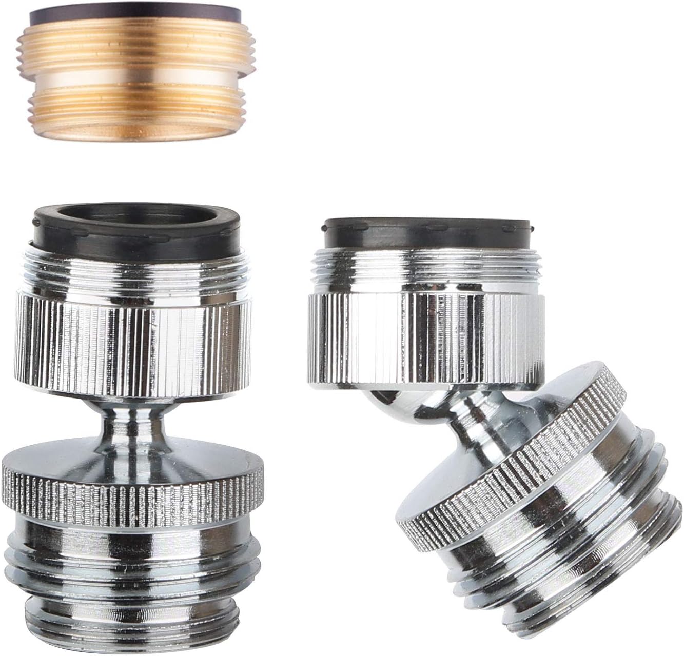 Hibbent Faucet Adapter Kit, Swivel Aerator Adapter to Connect Garden Hose - Multi-Thread Kitchen Sink Faucet to Garden Hose Adapter 3/4 Inch - Chrome Finished