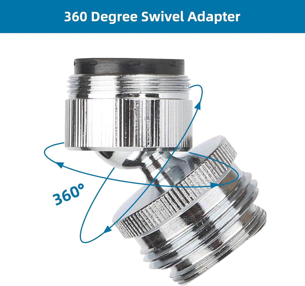 Hibbent Faucet Adapter Kit, Swivel Aerator Adapter to Connect Garden Hose - Multi-Thread Kitchen Sink Faucet to Garden Hose Adapter 3/4 Inch - Chrome Finished
