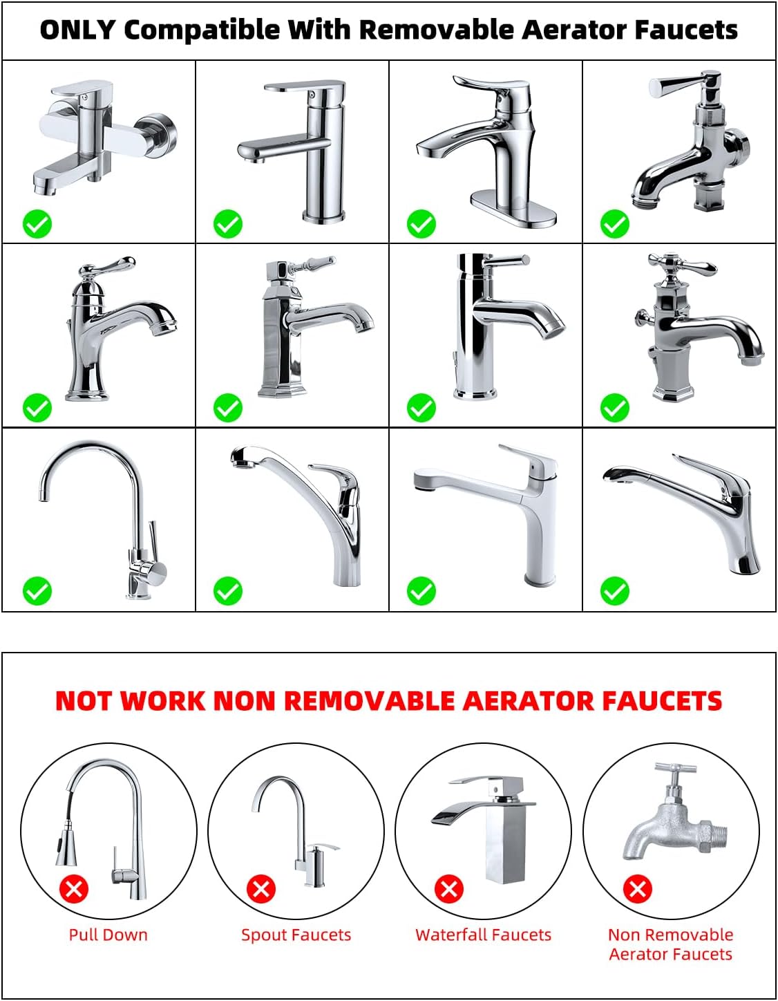 Hibbent Faucet Adapter Kit, Swivel Aerator Adapter to Connect Garden Hose - Multi-Thread Kitchen Sink Faucet to Garden Hose Adapter 3/4 Inch - Chrome Finished