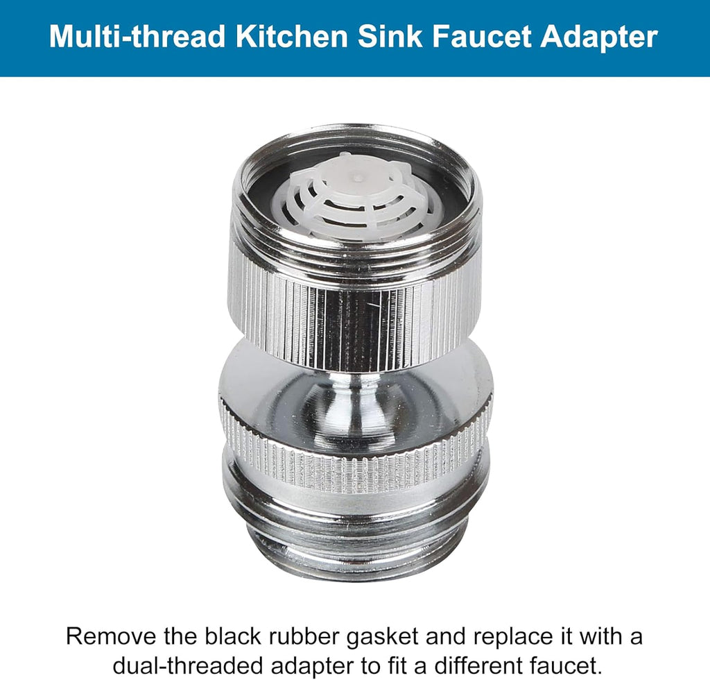 Hibbent Faucet Adapter Kit, Swivel Aerator Adapter to Connect Garden Hose - Multi-Thread Kitchen Sink Faucet to Garden Hose Adapter 3/4 Inch - Chrome Finished