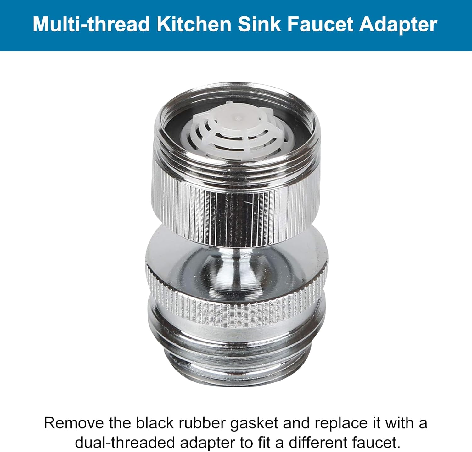 Hibbent Faucet Adapter Kit, Swivel Aerator Adapter to Connect Garden Hose - Multi-Thread Kitchen Sink Faucet to Garden Hose Adapter 3/4 Inch - Chrome Finished