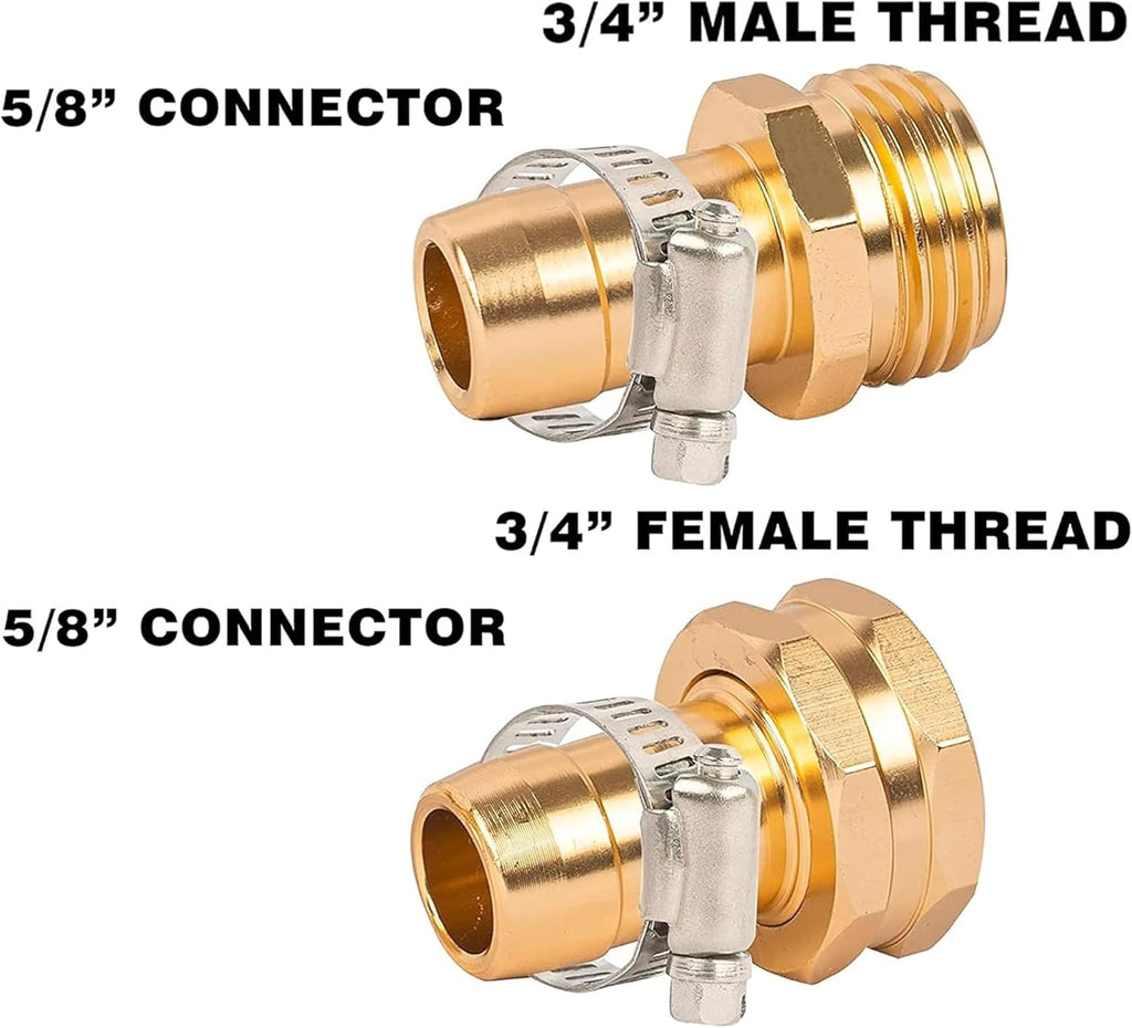 Hourleey Garden Hose Repair Connector with Clamps, Fit for 3/4" or 5/8" Garden Hose Fitting, 4 Set
