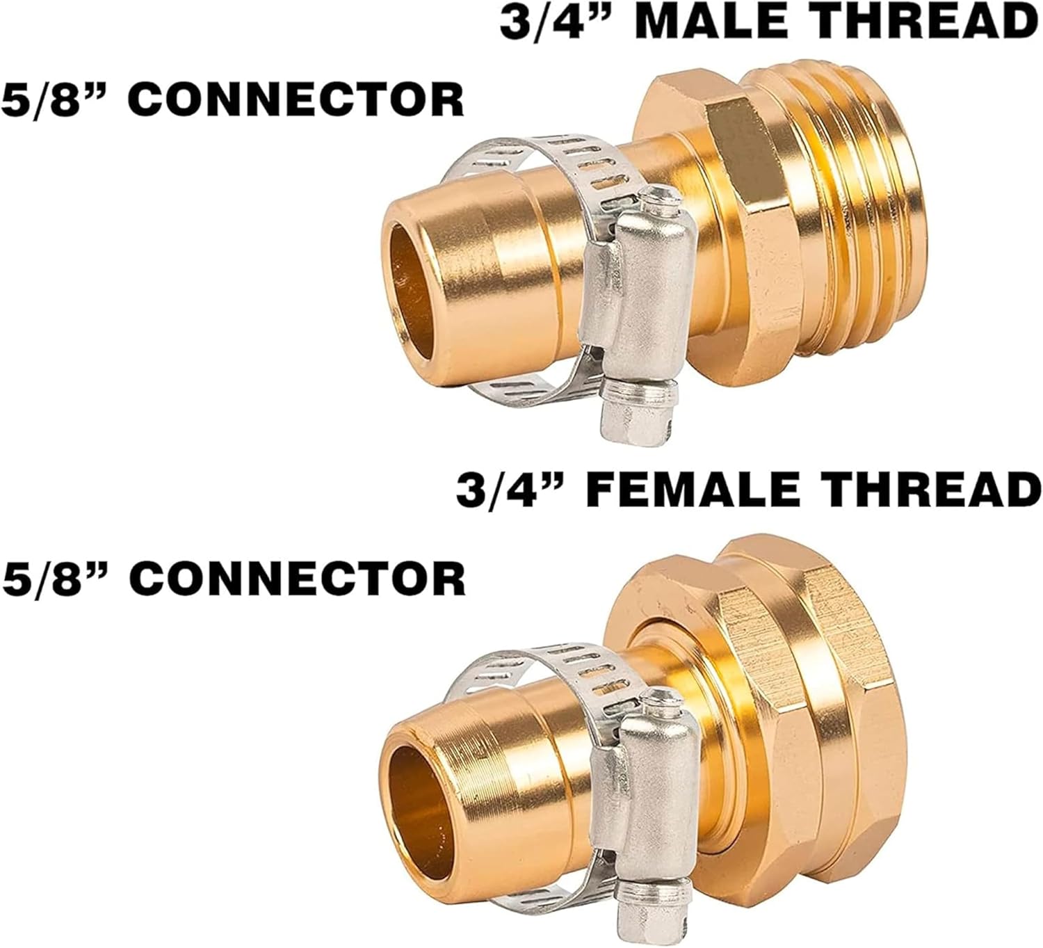 Hourleey Garden Hose Repair Connector with Clamps, Fit for 3/4" or 5/8" Garden Hose Fitting, 4 Set