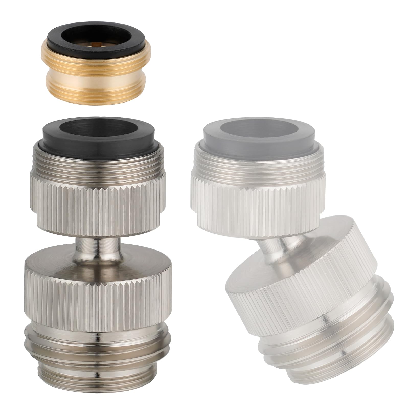Hibbent Faucet Adapter Kit, Swivel Aerator Adapter to Connect Garden Hose - Multi-Thread Kitchen Sink Faucet to Garden Hose Adapter 3/4 Inch - Chrome Finished