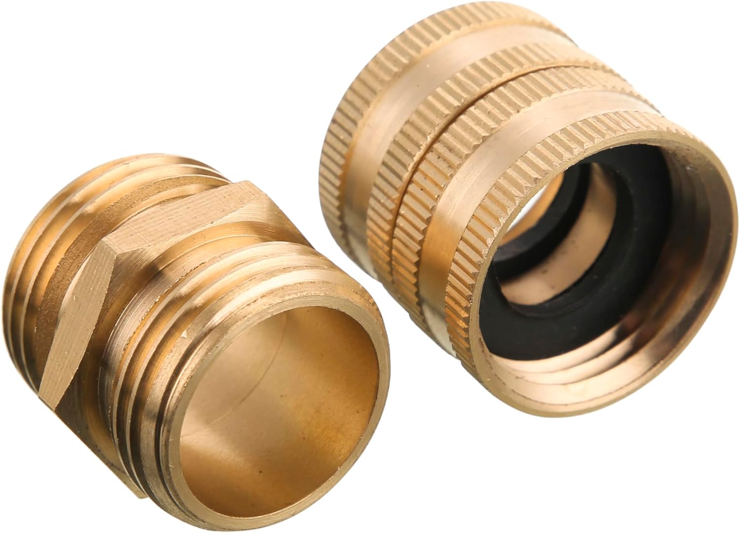 M MINGLE Garden Hose Adapter, Male to Male, Female to Female, 3/4 Inch Brass Connector, 4-Pack with Extra 4 Washers
