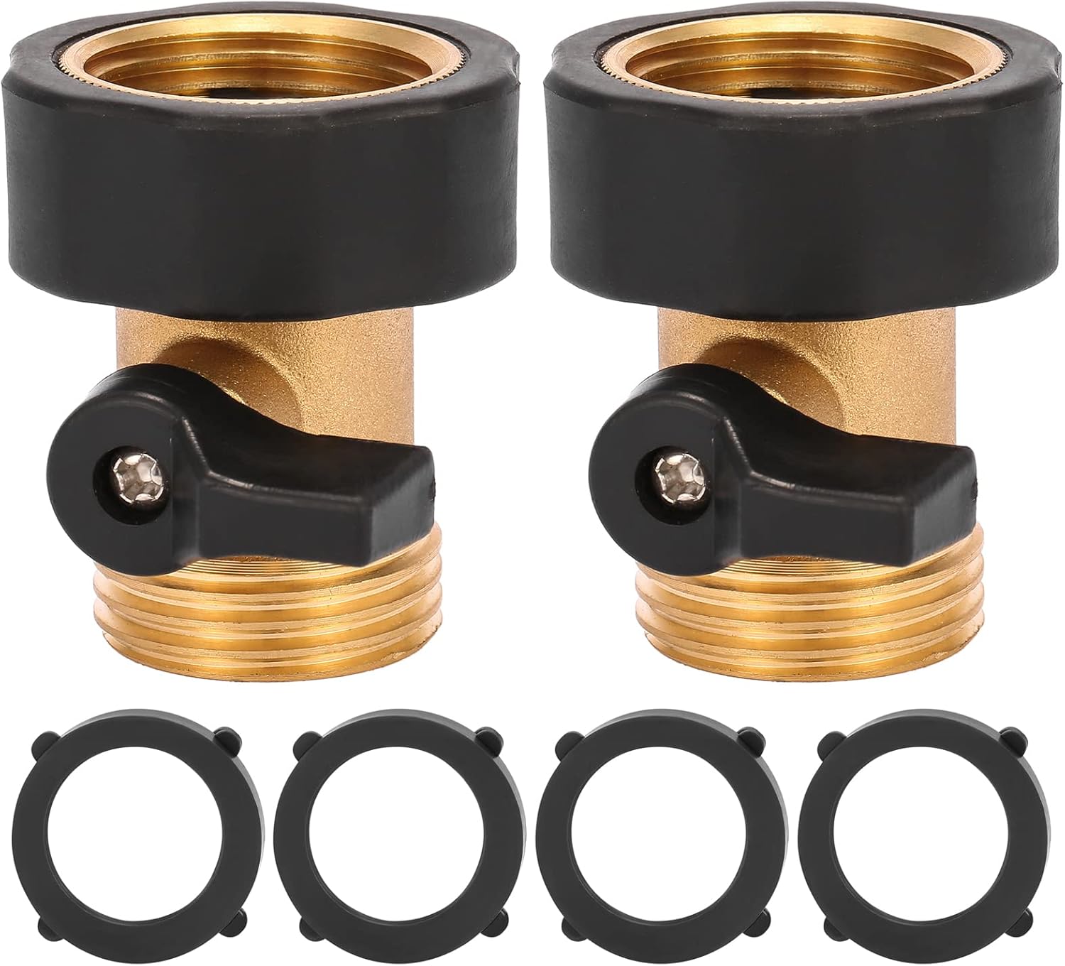 Water Hose Shut Off Valve, 2 Pack Heavy Duty 3/4 Inch Solid Brass Garden Hose Connector