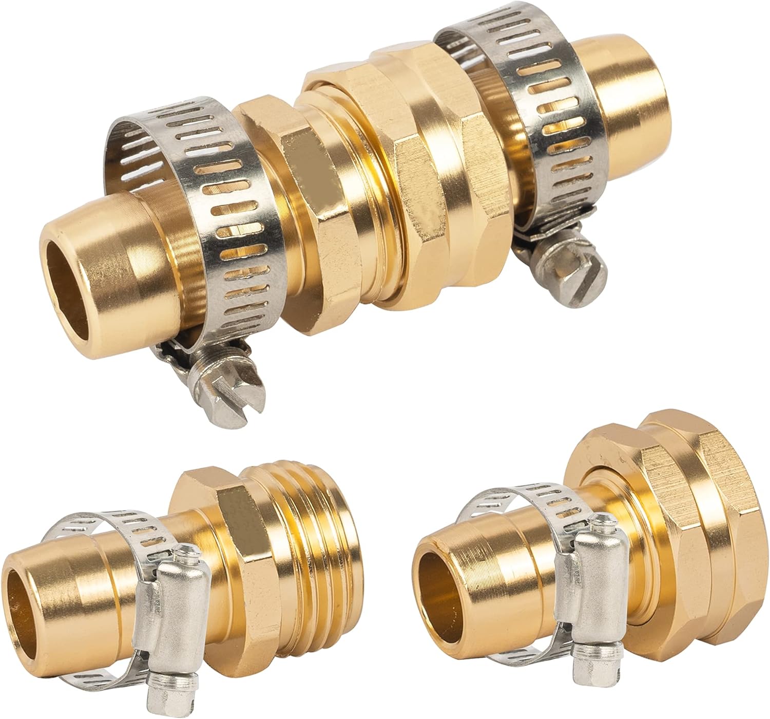 Hourleey Garden Hose Repair Connector with Clamps, Fit for 3/4" or 5/8" Garden Hose Fitting, 4 Set