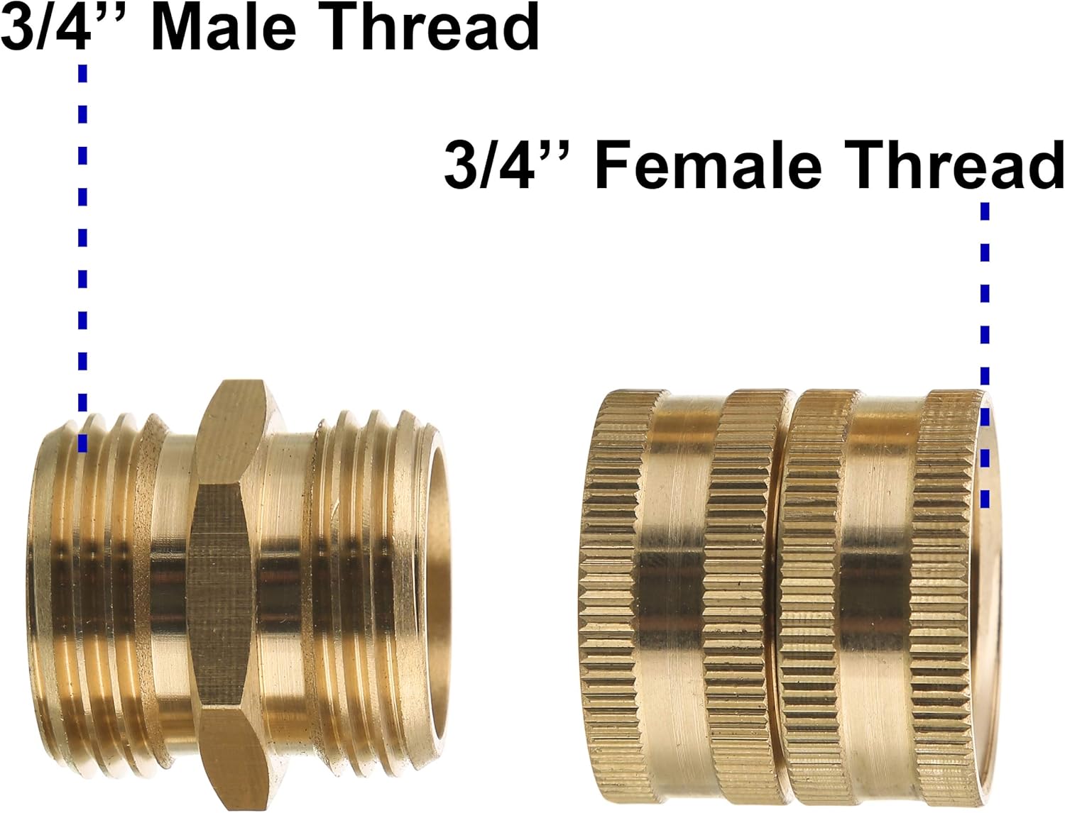 M MINGLE Garden Hose Adapter, Male to Male, Female to Female, 3/4 Inch Brass Connector, 4-Pack with Extra 4 Washers
