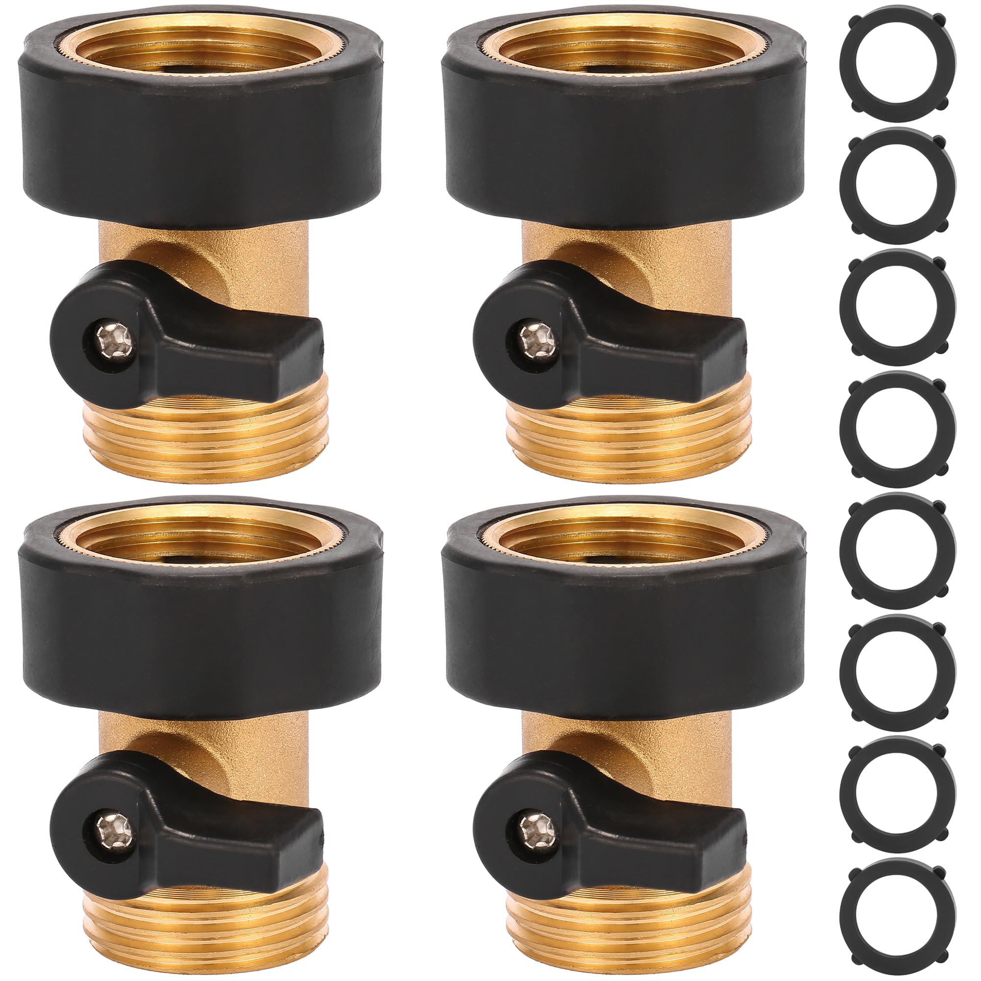 Water Hose Shut Off Valve, 2 Pack Heavy Duty 3/4 Inch Solid Brass Garden Hose Connector